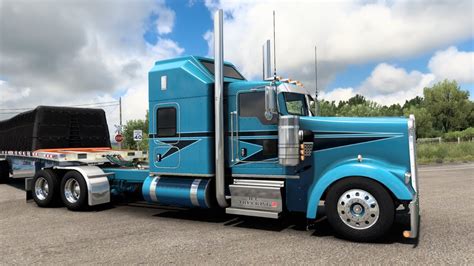 Kenworth W900 Aerodyne Custom Flatbed Hauling American Truck