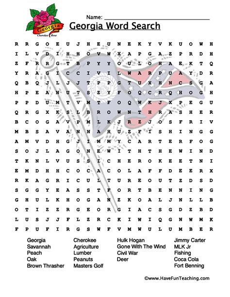 Georgia Word Search Worksheet Have Fun Teaching