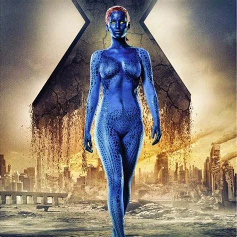 X Men Film Mystique 3d Print Cosplay Costume Blue Print Spandex