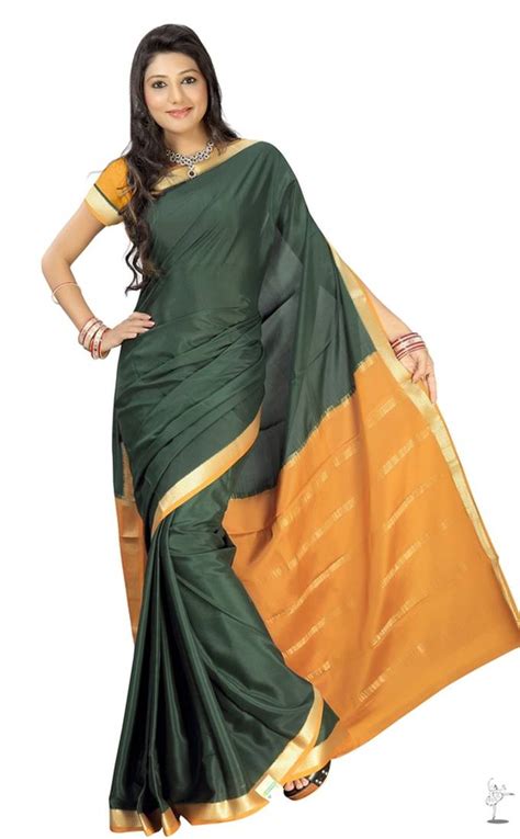 Sudarshan Silks 100 Pure Mysore Traditional Silk Green Crepe Sssb53