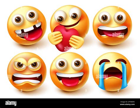 Smileys Emoji Vektorset Smiley D Emoticon Charaktere Isoliert Auf