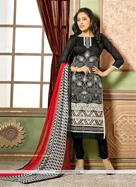 Black Churidar Designer Suit Salwar Dress Dress Materials Designer