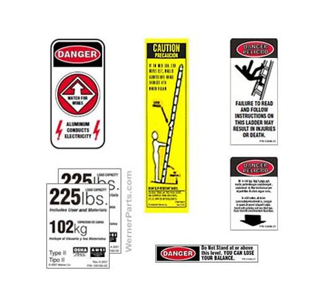 OSHA Ladder Safety Labels for Extension Ladders, Combination Ladders, Manhole Ladders ...