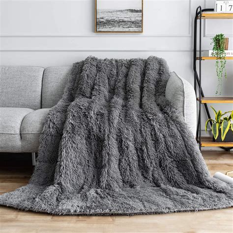 Buzio Weighted Blanket 15 Lbs For Adults Shaggy Elegant Long Faux Fur