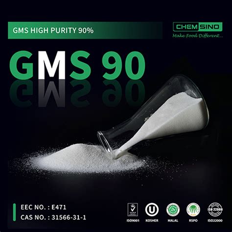 Raw Materials Food Emulsifiers Powder Dmg Gms Glycerol Monostearate 90