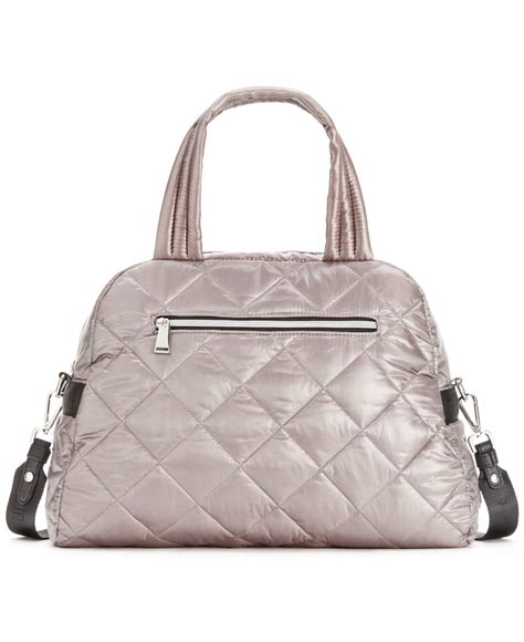 Calvin Klein Cire Nylon Quilted Satchel In Metallic Lyst