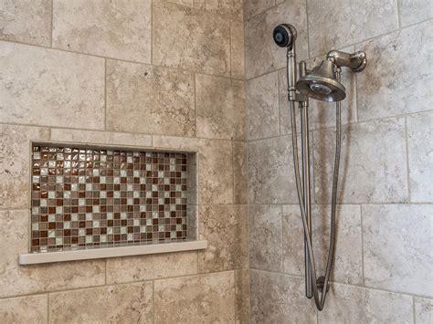 Recessed Tiled Glass And Tile Shower Shelf Recessedshower
