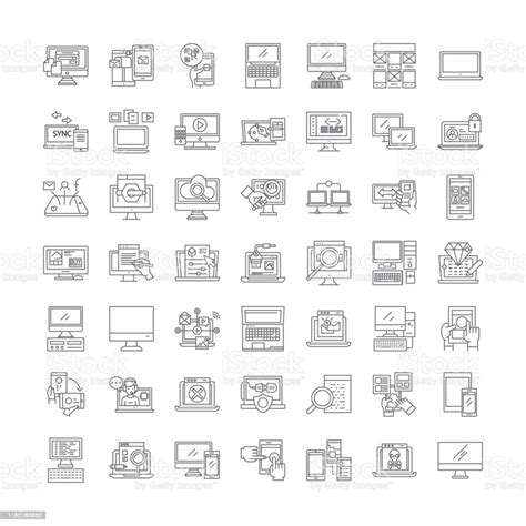 Server Organization Linear Icons Signs Symbols Vector Line Illustration