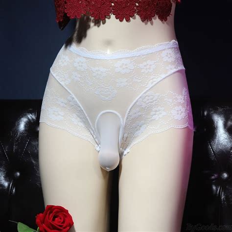 Sexy Fleur Dentelle Pur Nez d éléphant Lingerie Sissy pour hommes