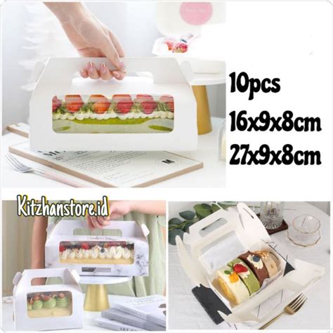 Jual Pcs Box Dus Handle Roll Cake Box Bolu Gulung Dus Kotak Kue