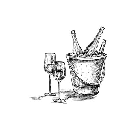 Dibujo De Botella De Vino Copa De Vino Tinto Ilustraci N De Vector De