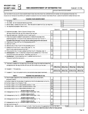 Fillable Online C Underpayment Of Estimated Tax Form Wv Cnt U Form