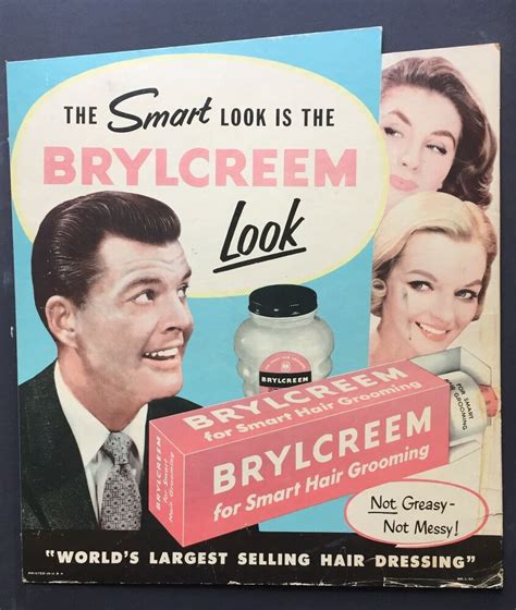 Vintage 1950s Litho Brylcreem Hair Pomade Barber Cardboard Advertising Sign Brylcreem