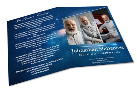 Funeral Brochure Template for Memorial Services Bi-fold Obituary Self ...