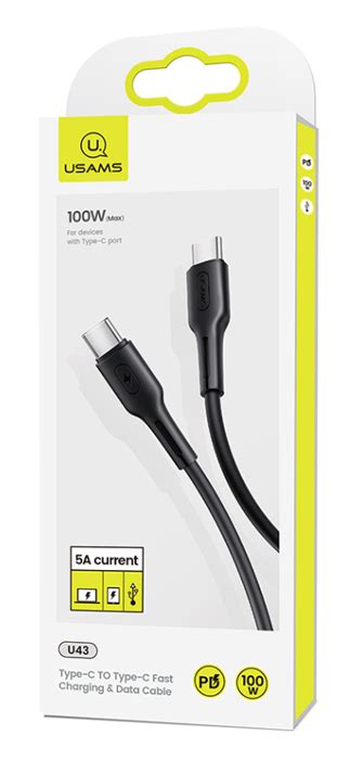 USAMS καλώδιο USB Type C U43 5A 100W PD 1 2m μαύρο