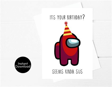 Among Us Birthday Card Printable Among Us Funny Birthday Etsy Among