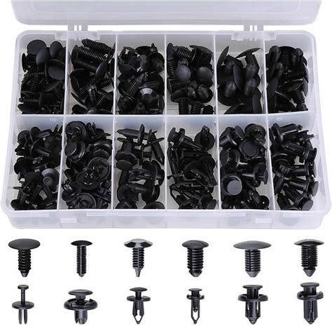 200pcs Car Retainer Clips Plastic Fasteners Kit Popular Sizes Auto Push Pin Rivets