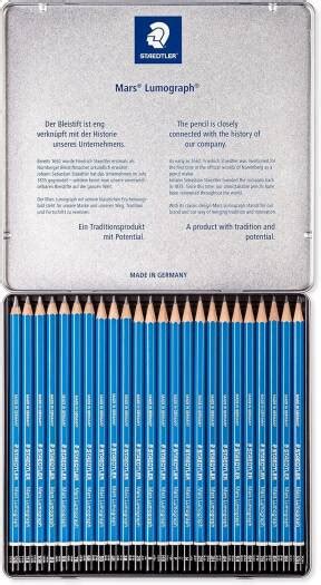 Staedtler Mars Lumograph Set Of 24 Drawing Graphite Pencils In Metal