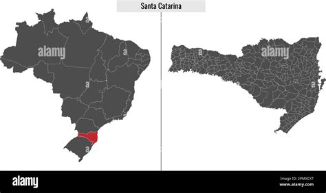 Mapa de Santa Catarina estado de Brasil y la ubicación en el mapa de