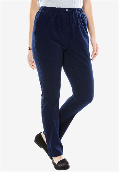 Comfort Waist Straight Leg Corduroy Pant Plus Size Casual Pants