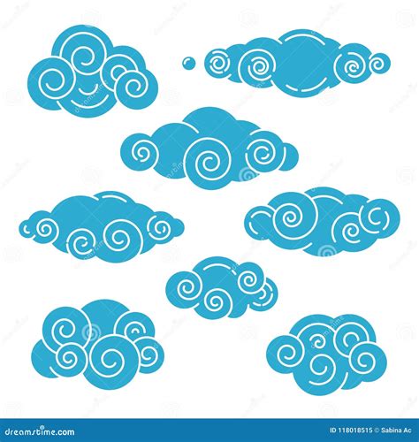 Nubes Abstractas En La Línea Estilo Del Arte Ilustración del Vector