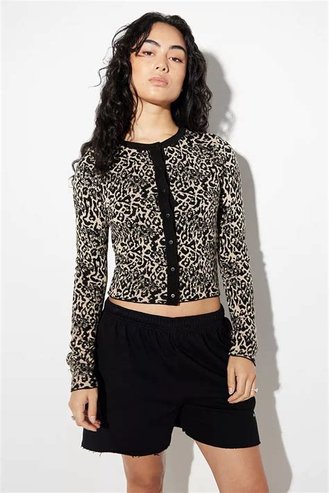 Uo Leopard Print Cardigan Urban Outfitters Uk