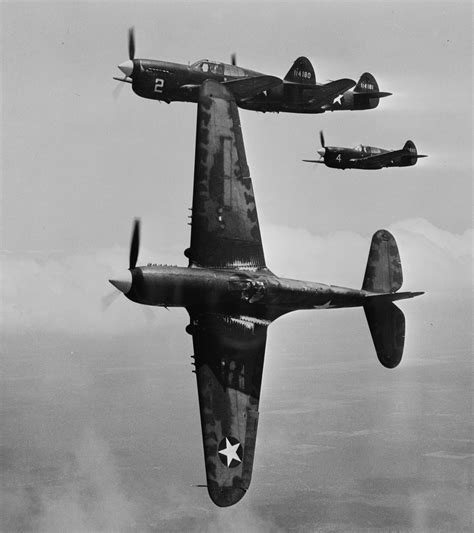 Photo P F Warhawk Fighters On A Training Flight Out Of Moore Field