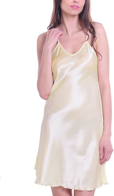 Women Satin Chemises Slip Lingerie Babydoll Sleepwear Short Nightgown