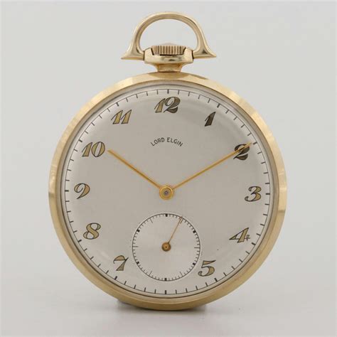 Vintage Lord Elgin 14k Yellow Gold Open Face Pocket Watch Ebth