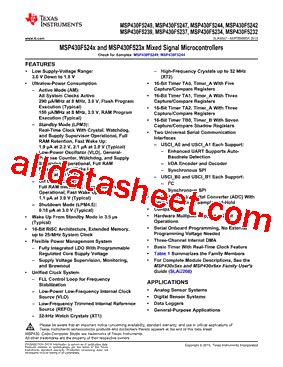 MSP430F5244 Datasheet PDF Texas Instruments