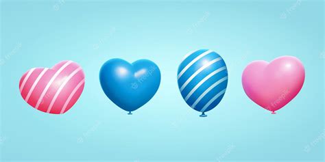 Premium Vector 3d Heart Shape Balloons