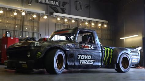 Ken Blocks Hoonitruck 1977 Ford F 150 Is A Lean Mean Twin Turbo