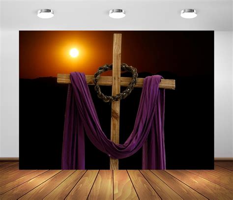 Amazon Beleco X Ft Fabric Sunset Wooden Cross Jesus Christ