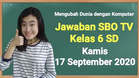 Kunci Jawaban Sbo Tv Kelas Sd Kamis September Youtube