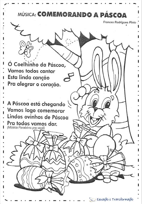 Músicas do Coelho da Páscoa infantil para imprimir Letras para Páscoa