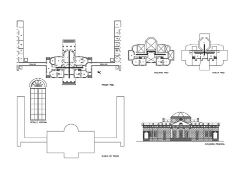 Religious Mosque Elevation Foundation Plan First Second And Third