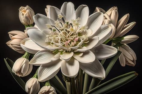 Bouquet Of Snowdrops On A Black Background Studio Photography Stock