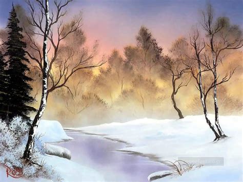 winter stillness Bob Ross freehand landscapes Painting in Oil for Sale