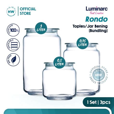 Jual Luminarc Set Toples Jar Rondo Bening Pcs Shopee Indonesia