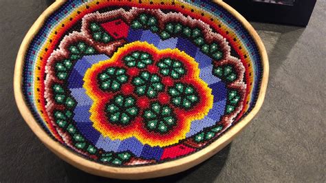 Native Huichol Indian Beaded Peyote Gourd Bowl Mexican Folk Art YouTube