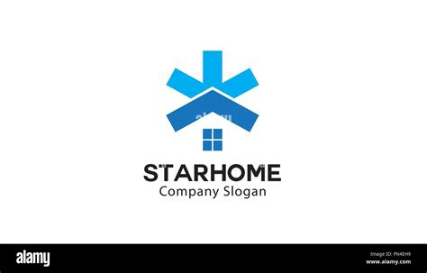 Star Home Hexagonal Blue Logo Vector Symbol Design Illustration Stock