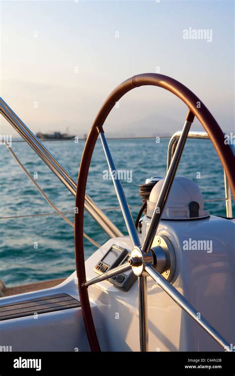 Boat Steering Wheel Stock Photo - Alamy