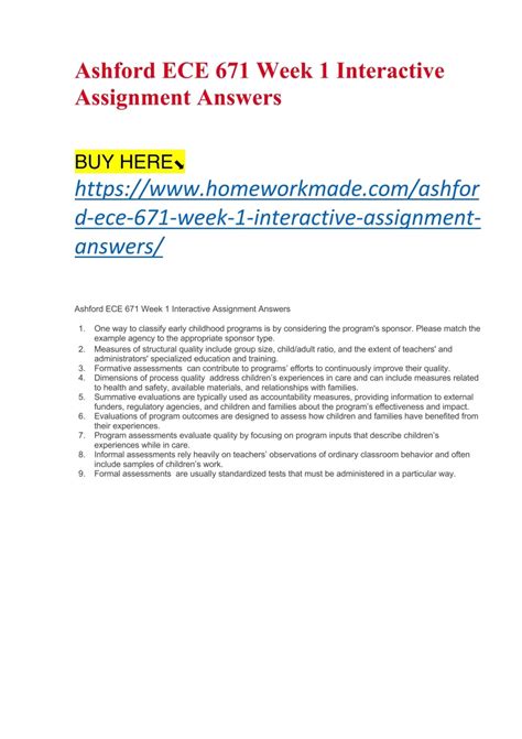 Ashford Ece Week Interactive Assignment Answers Docx