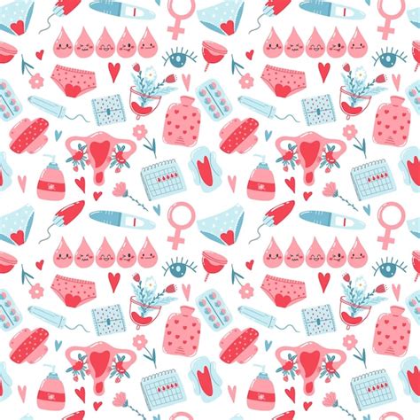 Premium Vector Hand Drawn Seamless Pattern With Menstrual Period Items As Underwear Pads