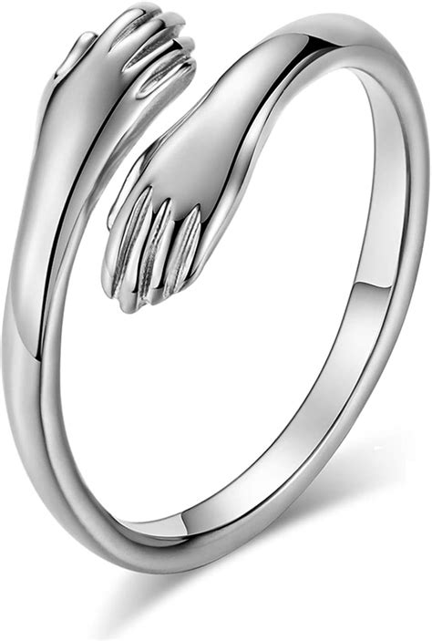 Manos De Anillo De Abrazo Anillos De Plata De Ley Para Mujer