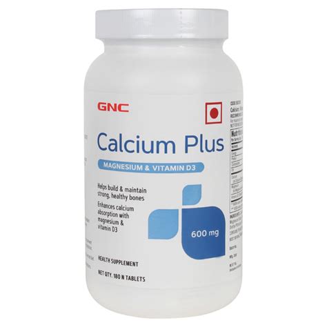 Buy Gnc Calcium Plus 600 Mg With Magnesium And Vitamin D3 Tablet 180 S Online At Best Price