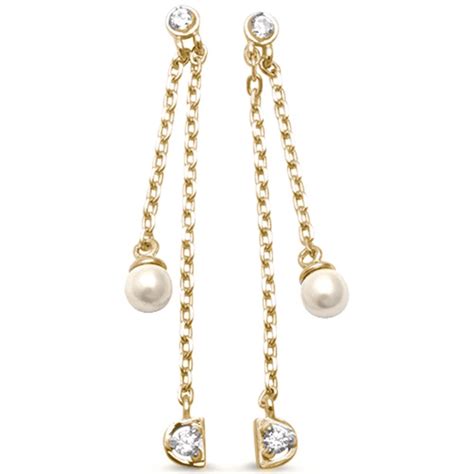 Gp Bezel Cz Pearl Earrings Oceans Allure