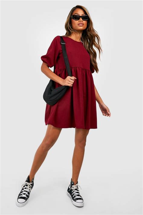 Puff Sleeve Smock Dress Boohoo