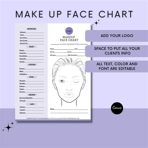 Editable Makeup Artist Face Chart Makeup Artist Form Freelance Makeup