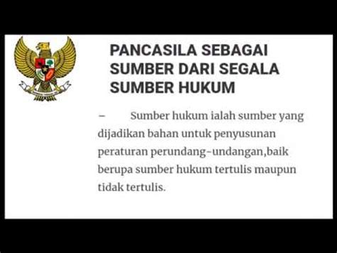 Kedudukan Pancasila Sebagai Sumber Hukum Dasar Negara Indonesia Youtube